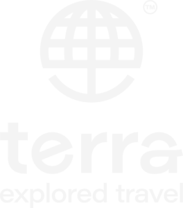 White terra explored travel logo 