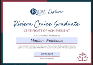 Riviera Travel Graduate level Certificate